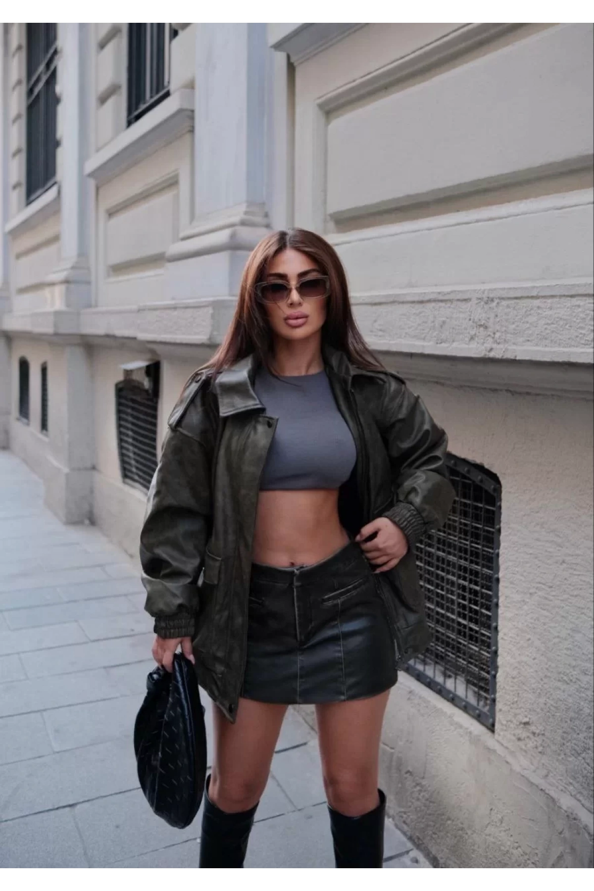 Suni Deri Pilot Ceket