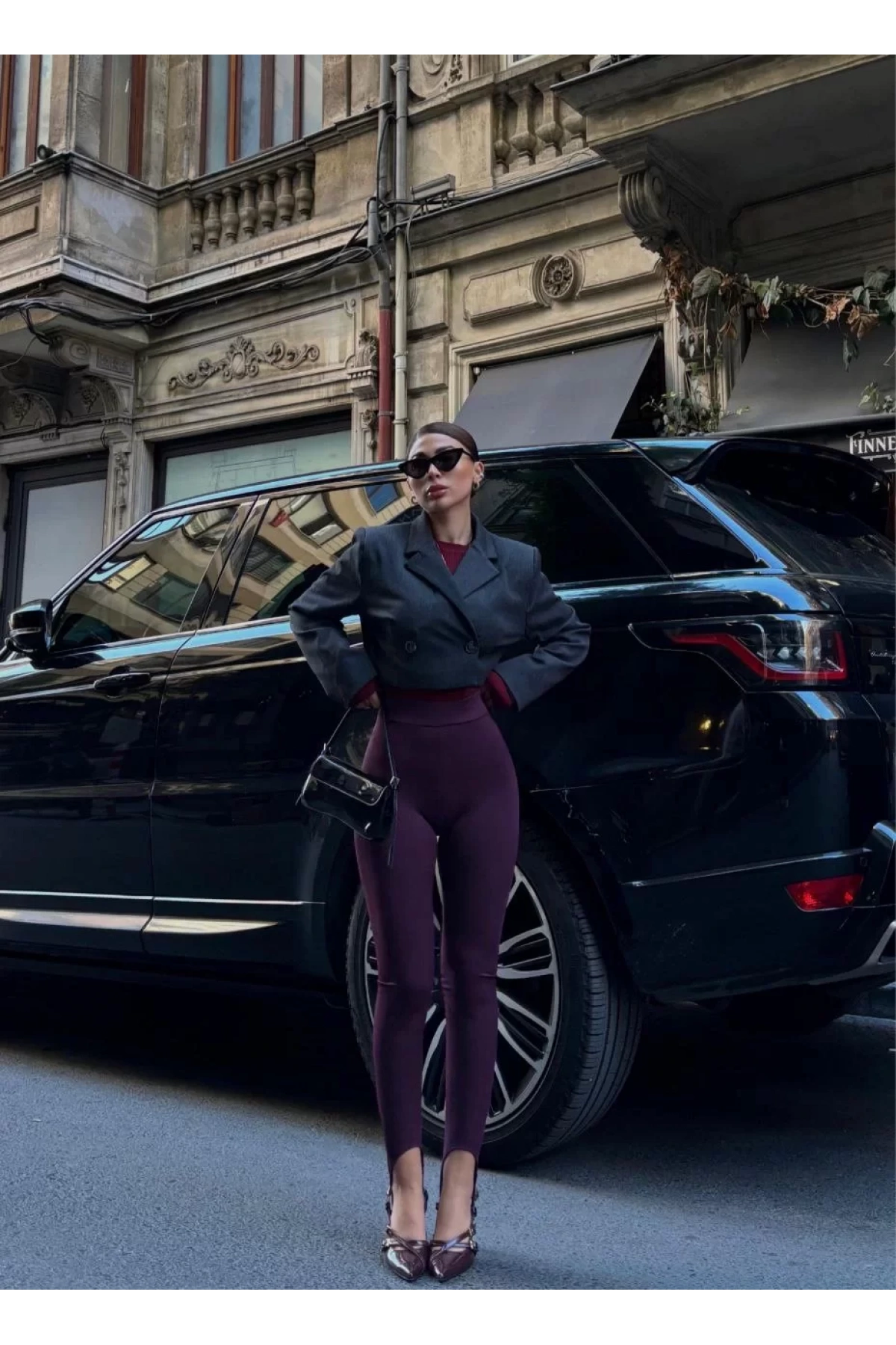 Toparlayıcı füzo tayt Likralı Ayak Detaylı - Bordo