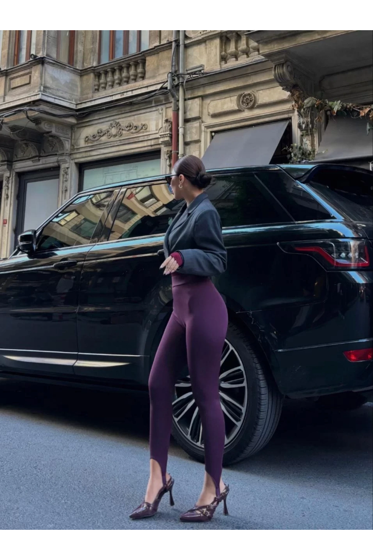 Toparlayıcı füzo tayt Likralı Ayak Detaylı - Bordo