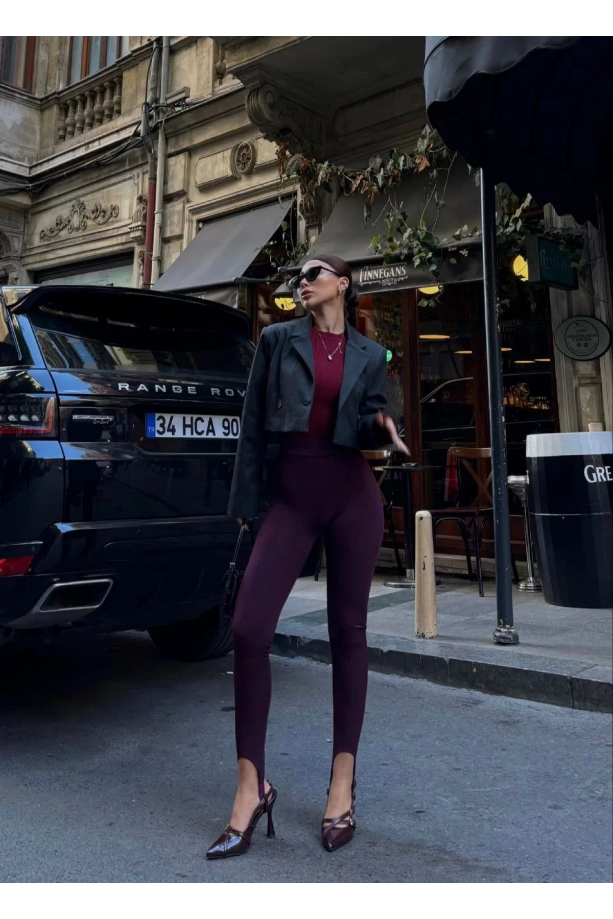 Toparlayıcı füzo tayt Likralı Ayak Detaylı - Bordo