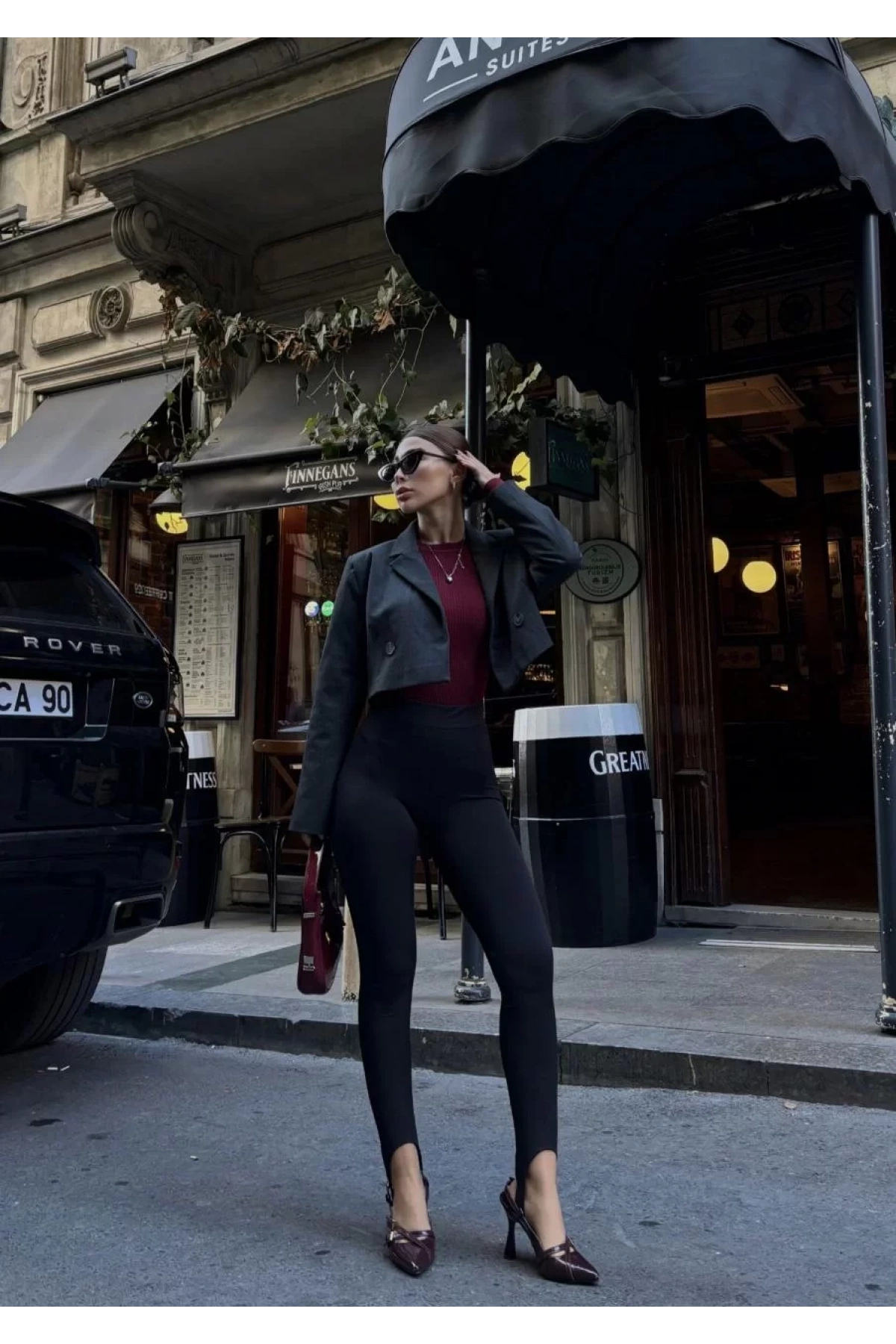 Toparlayıcı füzo tayt Likralı Ayak Detaylı - Siyah