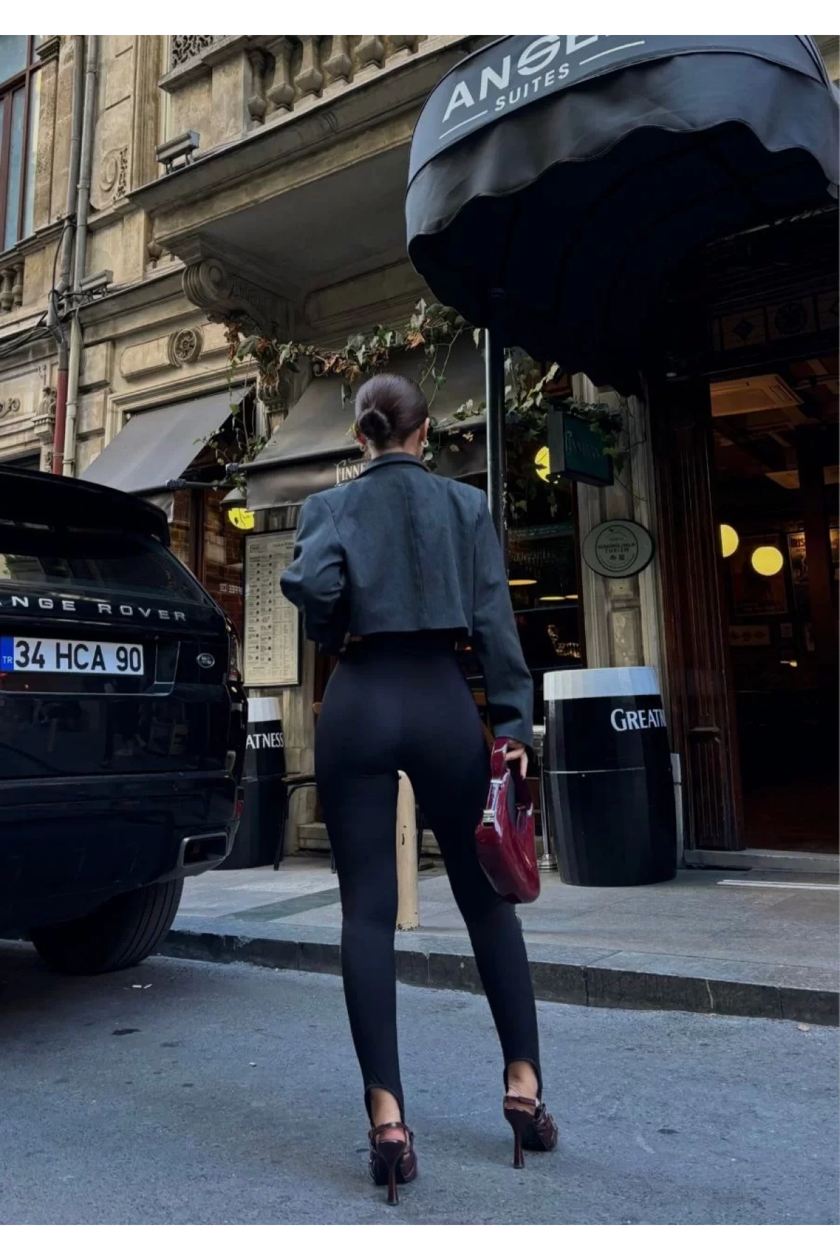 Toparlayıcı füzo tayt Likralı Ayak Detaylı - Siyah