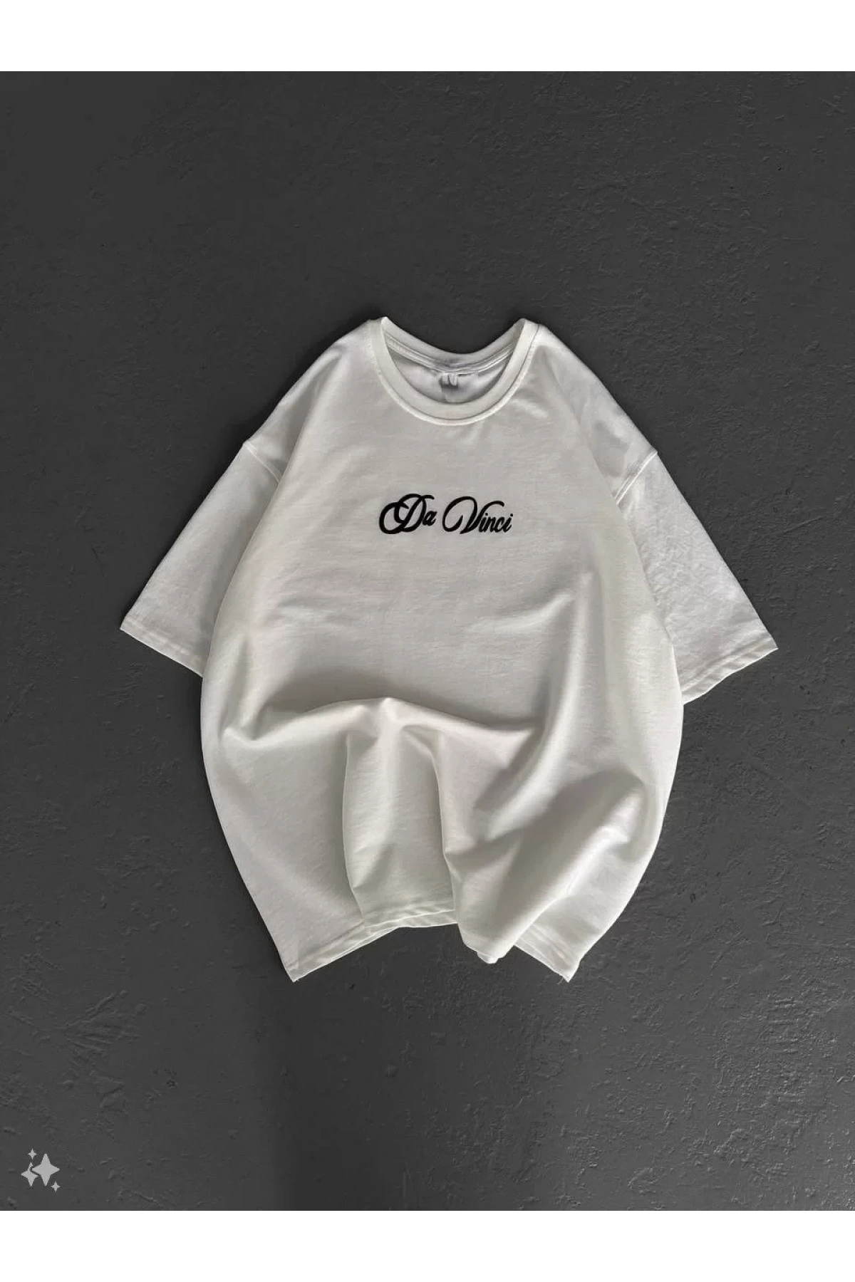 Unisex Baskılı Oversize T-Shirt - Beyaz