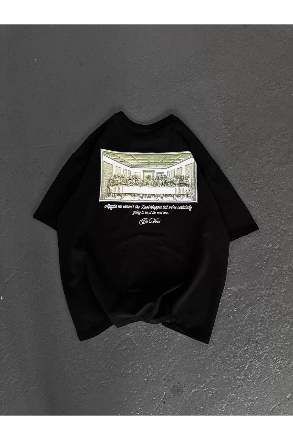 Unisex Baskılı Oversize T-Shirt - Siyah