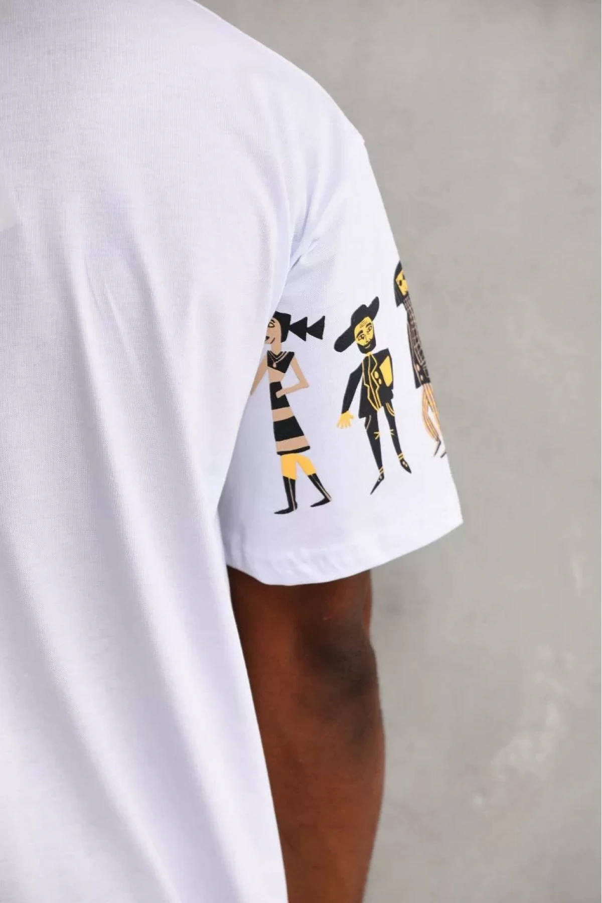 Unisex Bisiklet Yaka Baskılı Oversize T-Shirt - Beyaz