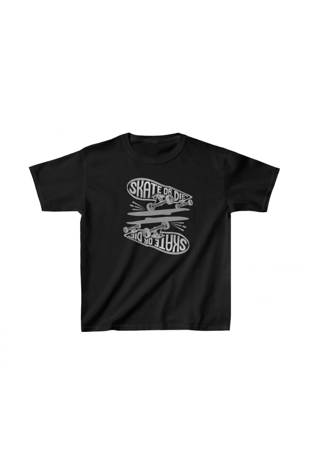 Unisex Çocuk Baskılı T-Shirt - Siyah