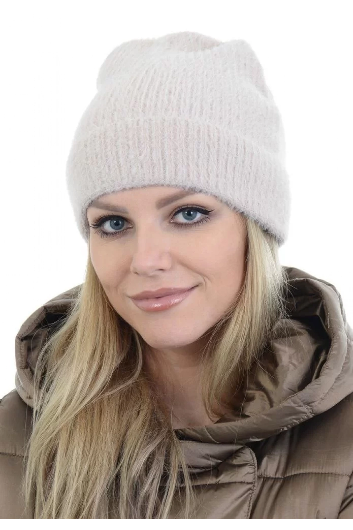 Unisex Tam Kalıp İnce Sakallı Triko Bere - Kırık Beyaz