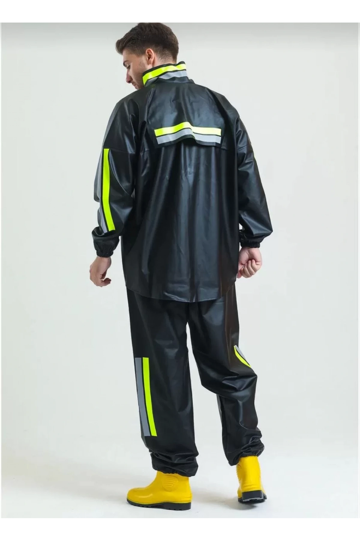 Motorcu Kurye Su Geçirmez Yağmurluk Takım - Siyah