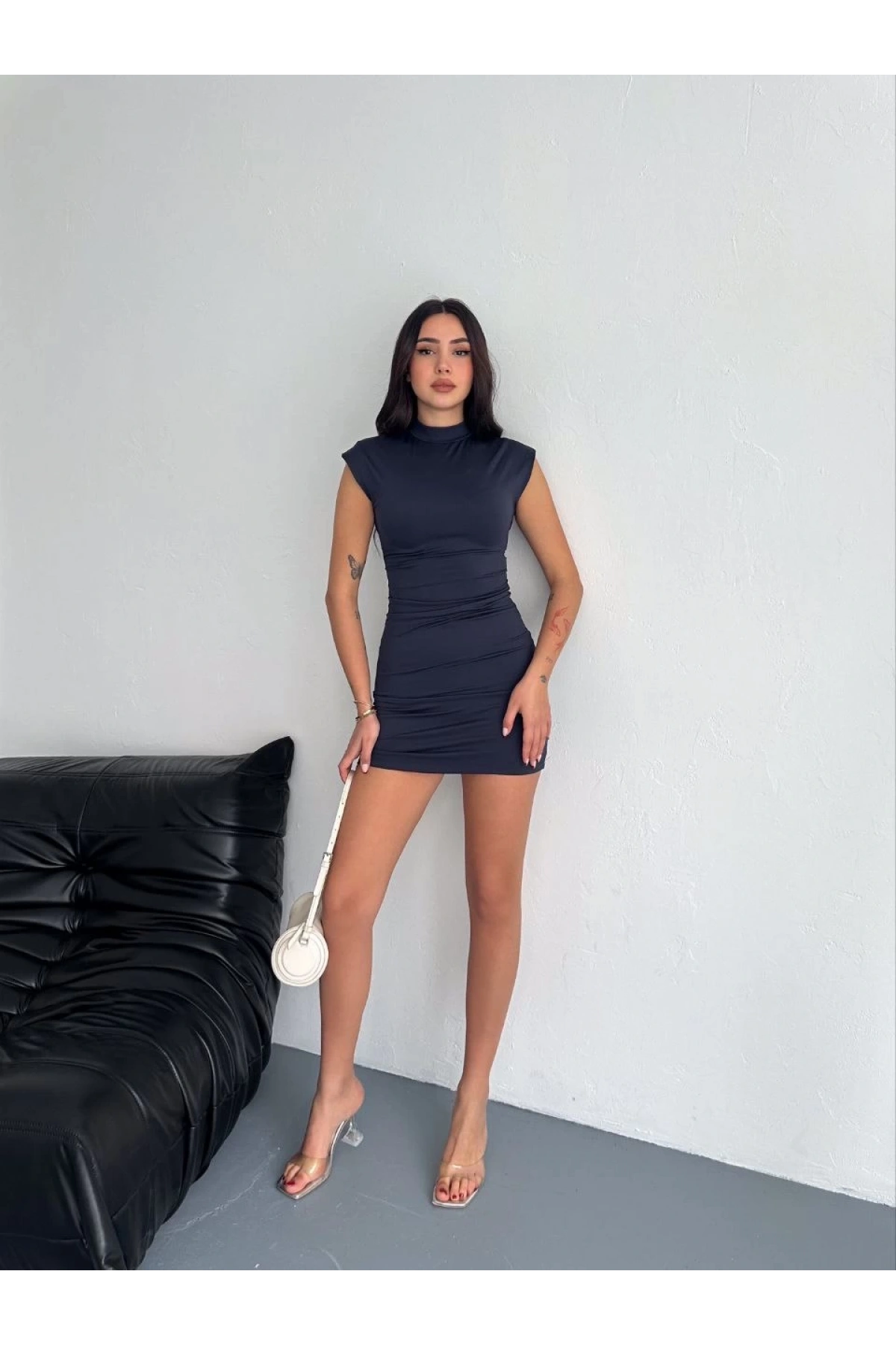 Yarım Boğazlı Davet Elbisesi - Lacivert