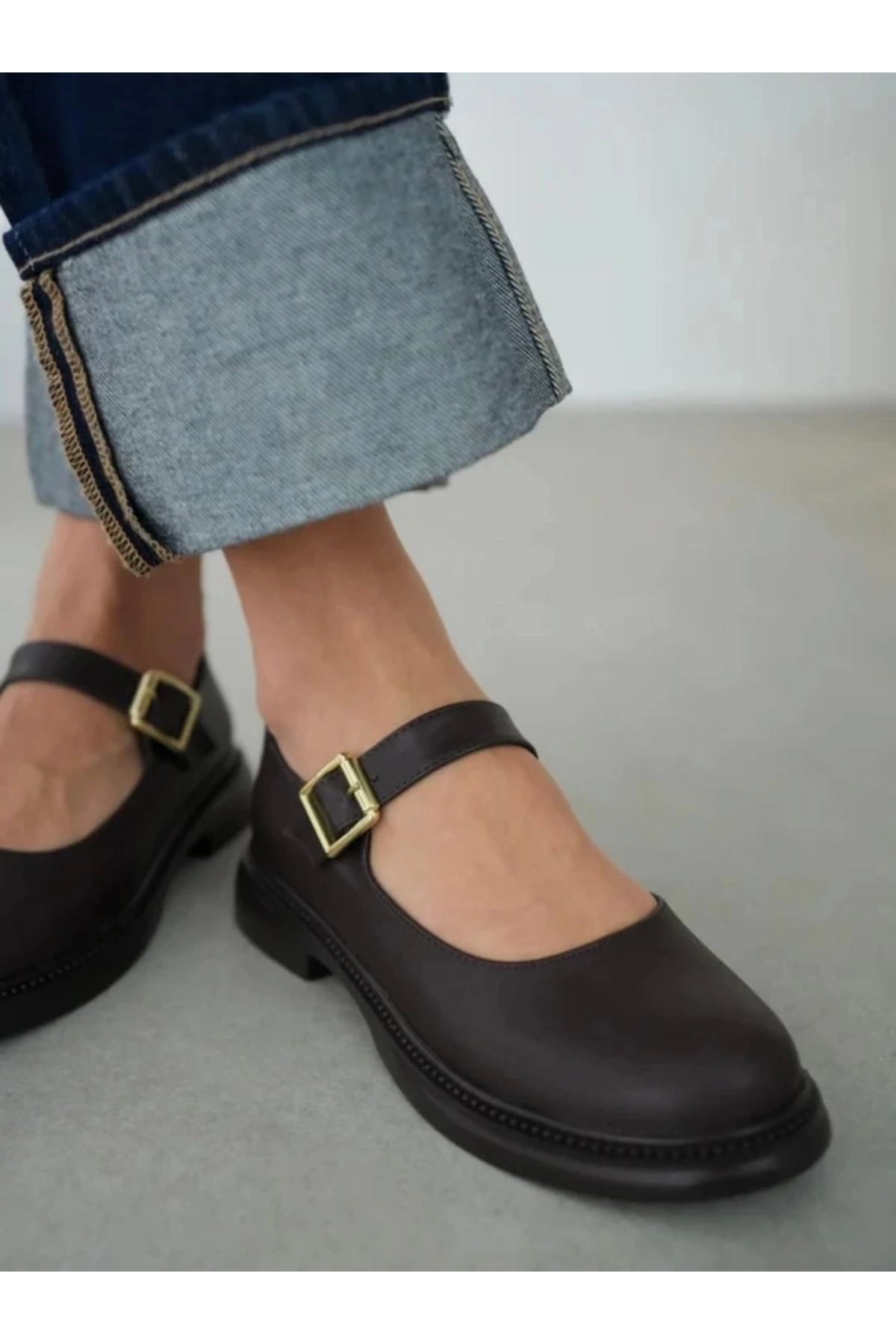 Yokox Kahverengi Cilt Oxford Ayakkabı