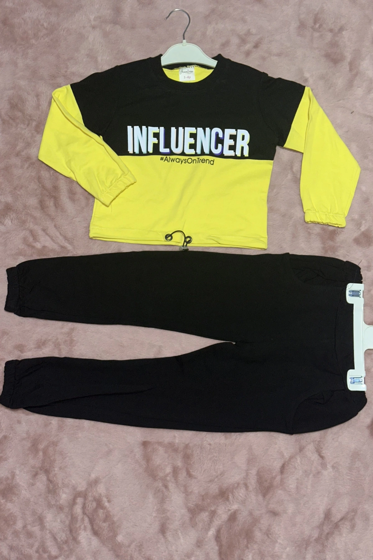 2-9 yaş beli lastikli ikili alt üst takım sarı siyah