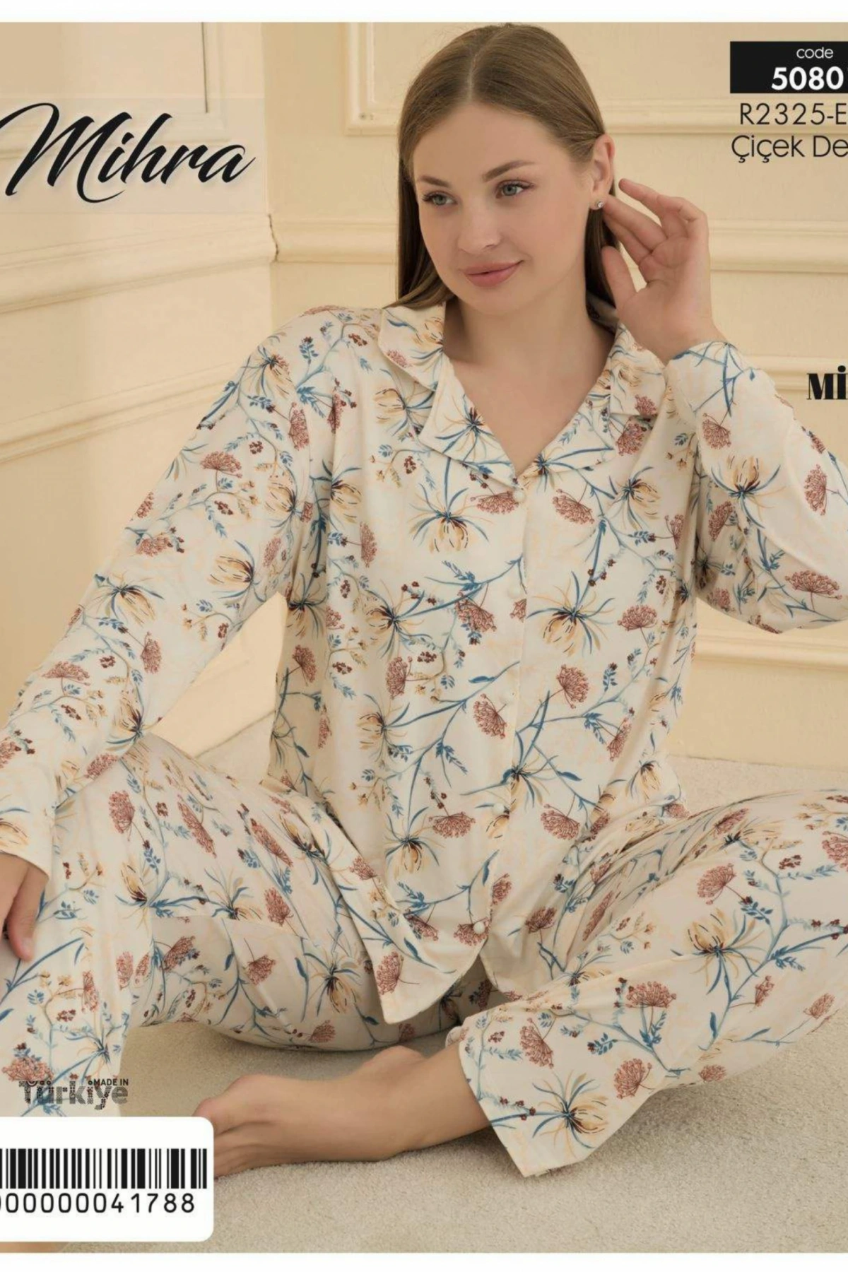 Mihra 50801 Kadın Düğmeli Battal Pijama Takımı