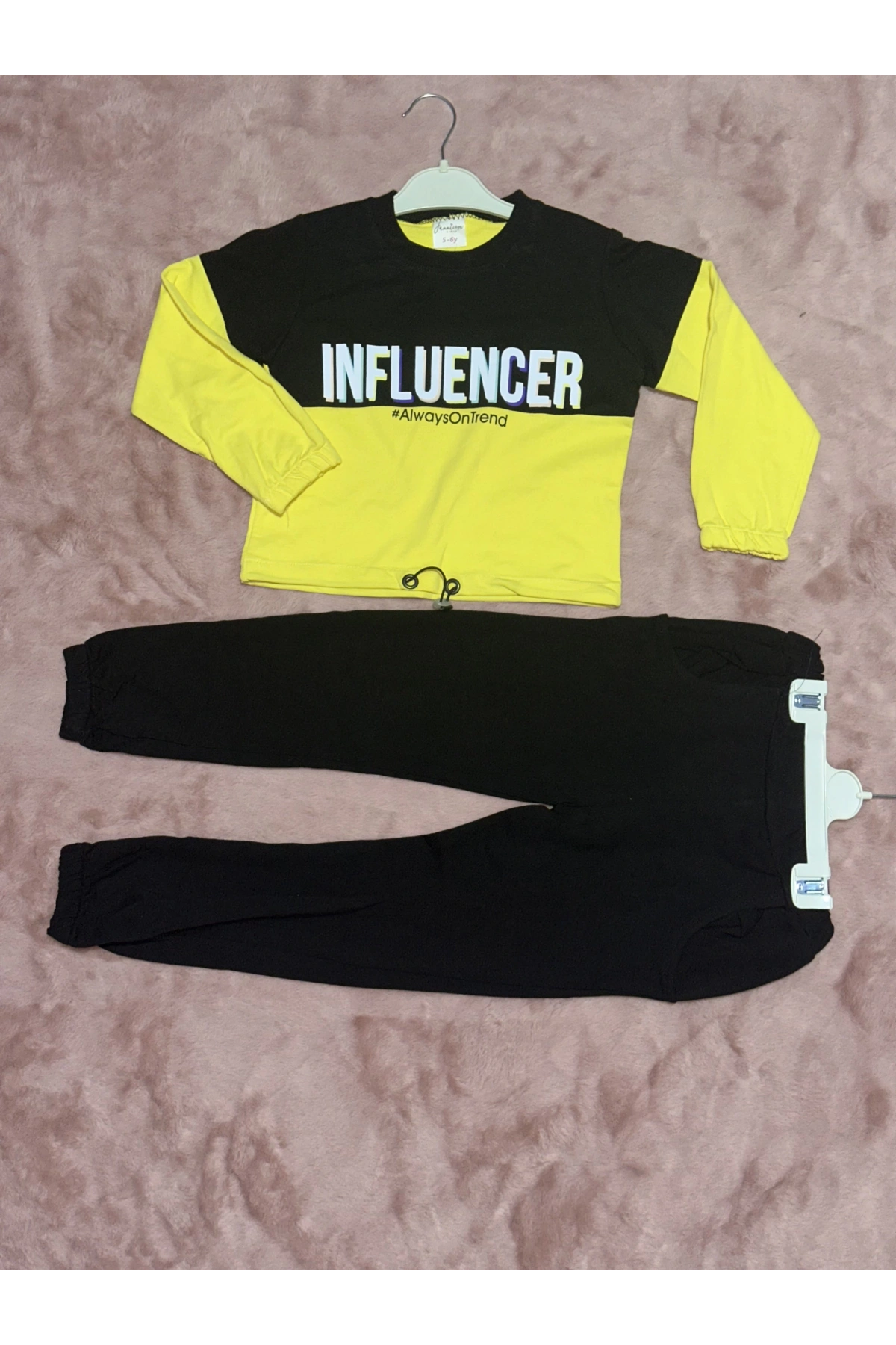 2-9 yaş beli lastikli ikili alt üst takım sarı siyah