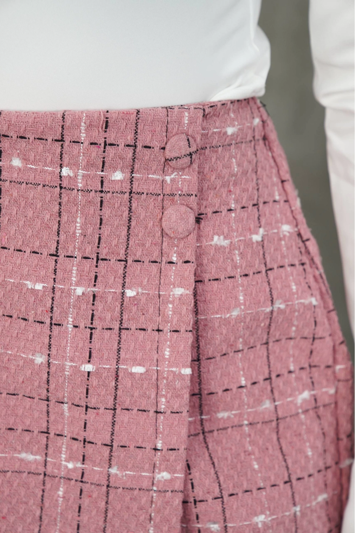 İki düğmeli şort etek pembe h26414