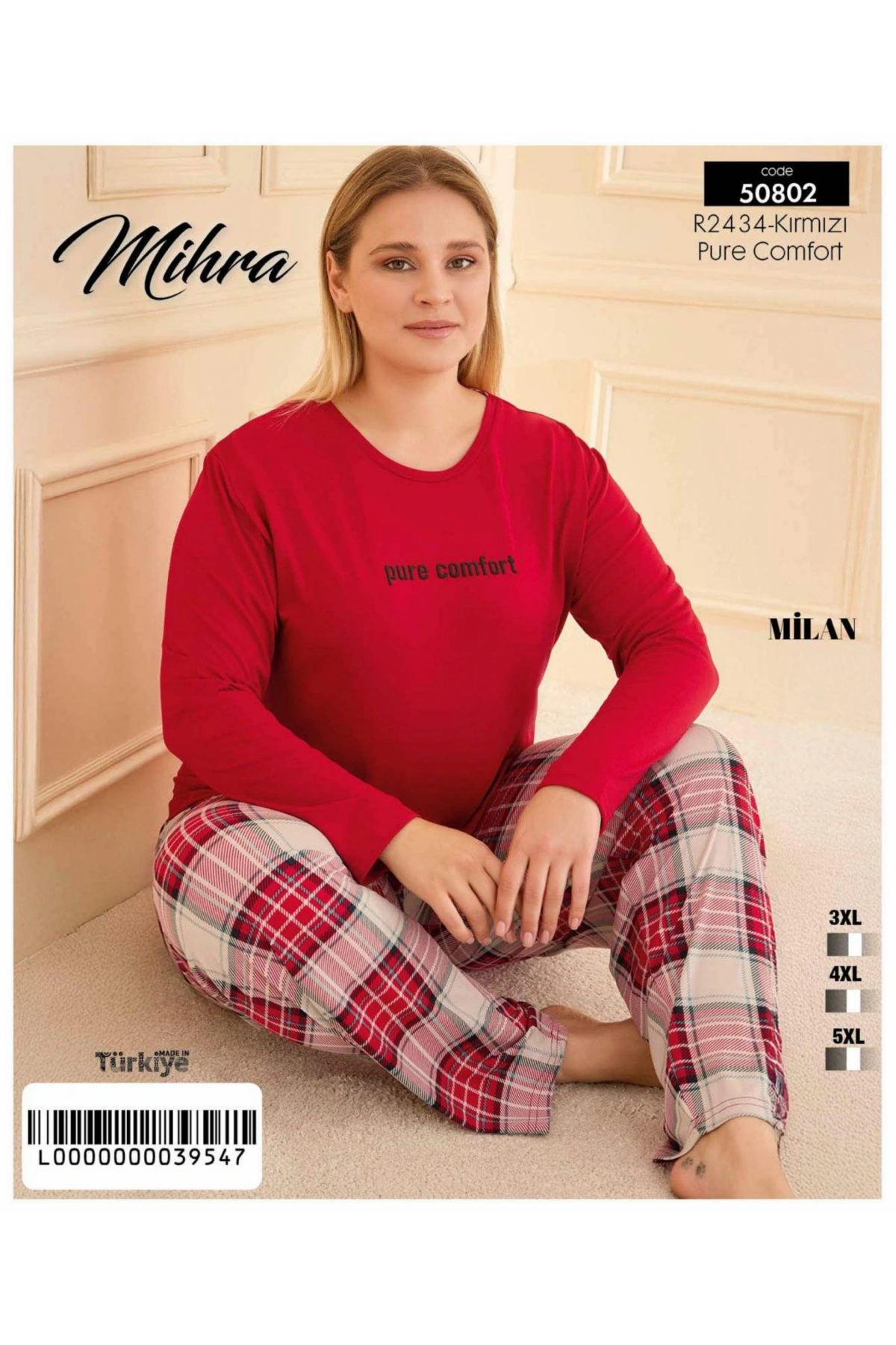 Mihra 50802 Kadın Battal Milan O Yaka Pijama Takımı