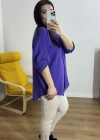 Dirsek Kol Mor Renk Müslin Bluz