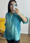Leopar Desenli Hakim Yaka İthal Bluz