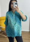 Leopar Desenli Hakim Yaka İthal Bluz