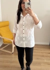 Nakış İşlemeli Pamuklu Beyaz Gömlek