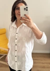 Nakış İşlemeli Pamuklu Beyaz Gömlek