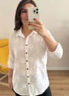 Nakış İşlemeli Pamuklu Beyaz Gömlek