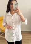 Nakış İşlemeli Pamuklu Beyaz Gömlek
