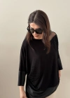 File Ve Deri Detaylı Salaş Bluz