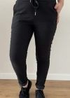 Yanı Şerit Zımbalı Siyah İthal Pantolon