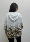 Leopar Desenli Beyaz Renk Fermuarlı İthal Gömlek