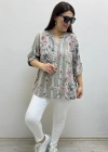 Çiçek Desenli Pul Payet İşlemeli Hakim Yaka İthal Gömlek