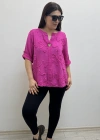 Kabartma Desenli Pembe Renk Müslin Bluz