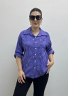 Nakış Ve Pul Payet İşlemeli Yakalı Mor Renk İthal Gömlek
