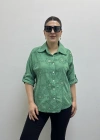 Nakış Ve Pul Payet İşlemeli Yakalı Yeşil Renk İthal Gömlek