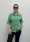 Nakış Ve Pul Payet İşlemeli Yakalı Yeşil Renk İthal Gömlek
