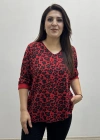 Leopar Desenli Kırmızı Renk İthal Bluz