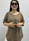 Asimetrik Kesim Kahverengi Pamuklu Bluz