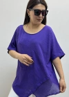 Asimetrik Kesim Mor Renk Pamuklu Bluz