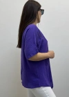 Asimetrik Kesim Mor Renk Pamuklu Bluz