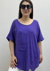 Asimetrik Kesim Mor Renk Pamuklu Bluz