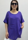 Asimetrik Kesim Mor Renk Pamuklu Bluz