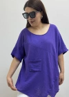 Asimetrik Kesim Mor Renk Pamuklu Bluz