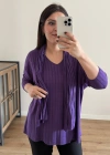 Fularlı Mor İkili İthal Bluz
