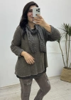 İthal Fularlı Acı Kahve İkili Bluz