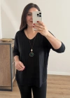 İthal Kolyeli Siyah Bluz