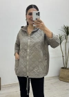 İthal Nakış İşlemeli Kapitone Taş Rengi Ceket