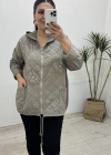 İthal Nakış İşlemeli Kapitone Taş Rengi Ceket