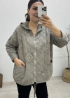 İthal Nakış İşlemeli Kapitone Taş Rengi Ceket