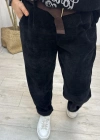 Kadife Kemerli Siyah İthal Pantolon