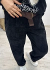 Kadife Kemerli Siyah İthal Pantolon