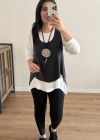 Kolyeli Asimetrik Kesim İkili Takım Bluz